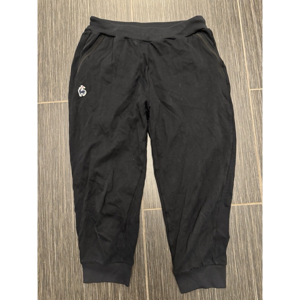 Le Coq Sportif Women Sz M Cropped Jogger Sweatpants Black Pockets Pull On Travel